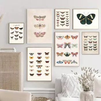 Butterflies Canvas Art Prints And Poster Girls Gift Vintage Butterflies Painting Wall Pictures Boho Girl s Nursery Room Decor 21cm30cm NoFrame