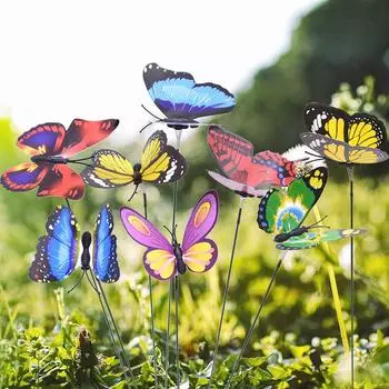 Butterflies Garden Yard Planter Colorful Whimsical Butterfly Stakes Decoracion Outdoor Decor Flower Pots Decoration 5pcs