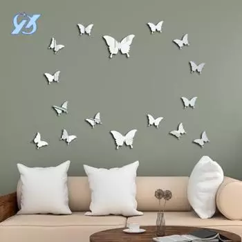Butterfly acrylic mirror three-dimensional wall stickers living room children s room bedroom creative wall self-adhesive decoration