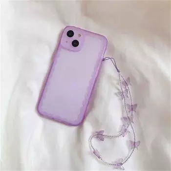 Butterfly Beaded Phone Charm Pendant Beads Hanging Cord Phone Strap Cellphone Chain Phone Lanyard фиолетовый