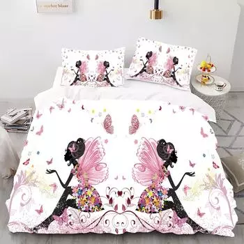 Butterfly Beauty Style Digital Printed Duvet Set - Polyester - Bedroom Decor -1 bed cover +2 pillowcases (no pillow core) 173x229cm