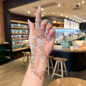 Butterfly Bowknot Phone Chain For Iphone For Samsung Xiaomi Huawei Anti-Lost Phone Pendant Rope Strap Keyring Bag Decor