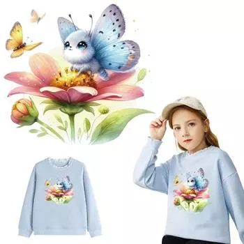 Термотрансферные наклейки с изображением бабочки и цветка, термопереносные моющиеся аксессуары для одежды, новые Parches Para Ropa, сделанные своими руками