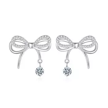 Butterfly Dream Smart Bow Pendant Necklace Women S Niche Light Zircon Stud Earrings Bracelet Three-Piece Ornament Women S Fashion