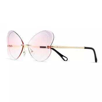 Butterfly Frameless Gradual Change Sunglasses Women Travel Street Shot Fresh And Sweet Decorative Sunglasses 63 mouth 20-138
