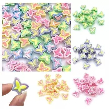 Butterfly Loose Beads Bracelet Necklace UV Plated Jewelry Accessories Three-dimensional 5pcs Creative Beaded Material Dazzle Two Color светло-фиолетовый