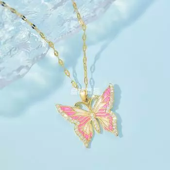Butterfly Necklace Women S Design Trend Painted Pendant Collarbone Chain