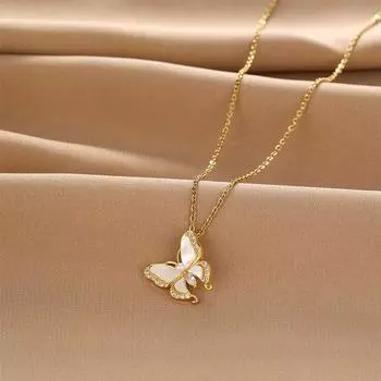 Butterfly Necklace Women S Light Luxury Premium Simple Versatile Fritillary Pendant Clavicle Chain Accessories