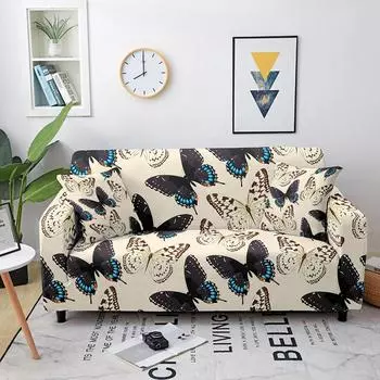Butterfly Print Sofa Slipcover Elastic Sofa Cover For Living Room Corner Sofa Cover Stretch Couch Cover 1/2/3/4 Seater 90x140cm