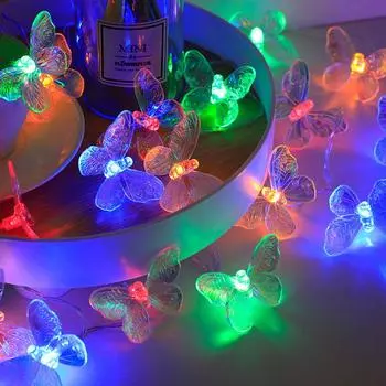 Butterfly String Lights Battery in Fairy String Lights Waterproof Extendable for Indoor Outdoor Wedding Party Decoration 582 USB&1.5M 10LED
