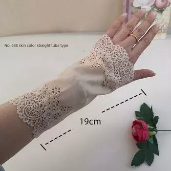 Butterfly Style Thick High Quality Women s Lace Scar Cover Gloves 635 skin color a pair of 19cm long M
