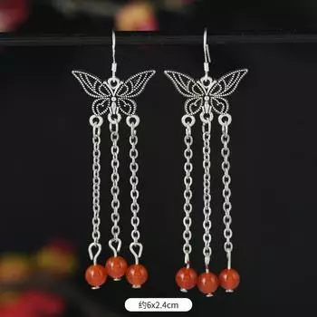 Butterfly tassel earrings niche design high sense long earrings temperament women s cheongsam antique earrings