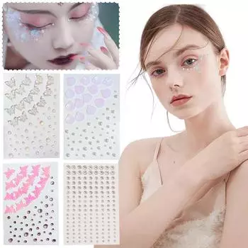 Butterfly Tear Diamond Face Sticker Sparkling Diamond Water Droplets On The Face And Eyes Pearl Adhesive