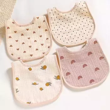Button Bear Drool Stuff Bibs Burp Cloths Baby Muslin Bibs Korean Style Cotton Bibs Saliva Towel Rainbow