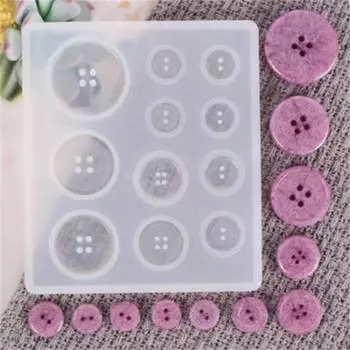 Button Mold With Hole Mold Non-stick Art Mold Decoration Cake Baking Tools DIY Silicone Mold Resin Button Silicone Mold One Size белый