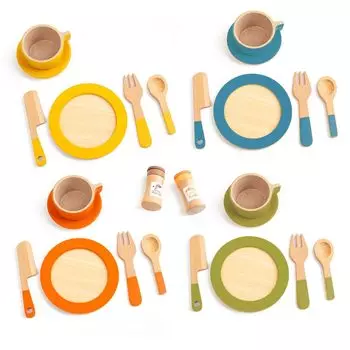 Button Moon деревянная игрушечная посуда игровой домик для 4 человек деревянная посуда 26 предметов образовательный вход детский сад принадлежности набор, люди, набор, игрушка,