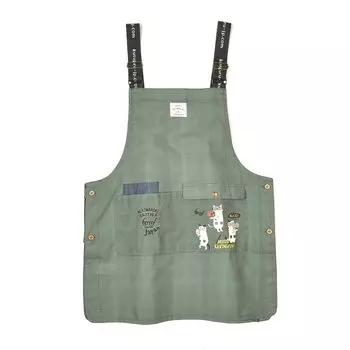 Button open on both sides Apron cat circle 258002 Green [Kusuguru Japan] M-L зелёный