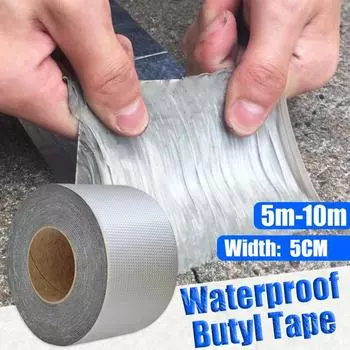 Butyl Waterproof Tape Self-adhesive Sealing Tape Crack Repair Anti-Leakage Sealant High and Low-temperature Resistance Tapes 50mm*1m (1Pc)