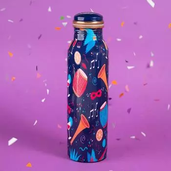 Бутылка Carnival из чистой меди 1000 мл Аюрведические преимущества для здоровья | Герметичная и прочная | Изготовлено вручную сельскими мастерами