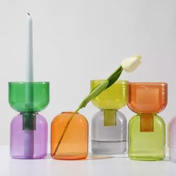 Бутылка Чаша Контейнер Цветной Стеклянный Подсвечник Подставка Для Свечей