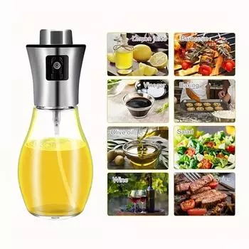 Бутылка-диспенсер для оливкового масла, распылитель для масла, распылитель уксуса, портативный спрей для заправки, стеклянная бутылка для гриля с оливковым маслом 200 мл серебряный