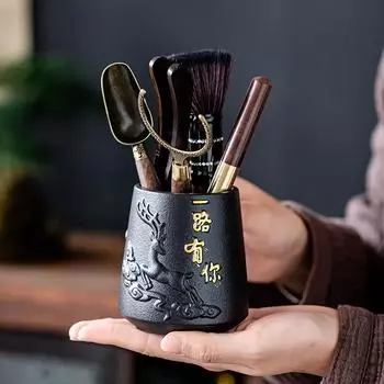 Бутылка для чайной церемонии, одинарная чайная трубка, один цилиндр, чайный столик, держатель для ручек, емкость для хранения, чайный сервиз, аксессуары, инструменты для приготовления чая зелёный