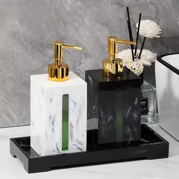 Бутылка для дезинфицирующего средства для рук из смолы, легкая, роскошная, в скандинавском стиле, многоразовая банка для жидкого мыла для рук, нажимная головка насоса, имитация мрамора