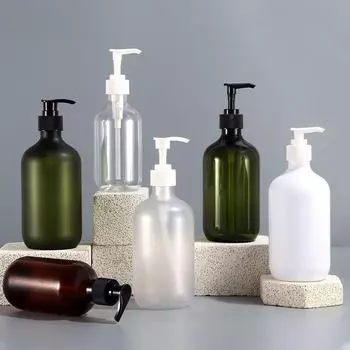 Бутылка для геля для душа и шампуня из матового ПЭТ-пластика на 500 мл 300ml + OH black pump