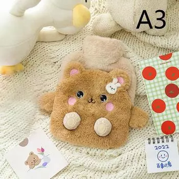Бутылка для горячей воды Kawaii Bear, плюшевая, ПВХ, милая, большая, многоразовая, для рук и ног, для живота, взрывобезопасная, портативная, подарочная A3