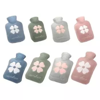 Бутылка для горячей воды с мягким чехлом и узором в виде клевера, симпатичная теплая сумка для воды, сохраняющая тепло зимой, портативная грелка для рук