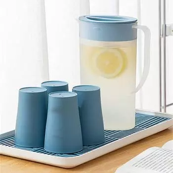 Бутылка для холодной воды Nordic Blue объемом 2 л, пластиковая, утолщенная, большой емкости, для дома, гостиной, для холодной белой воды - 1 шт. 2.0L небесно-голубой