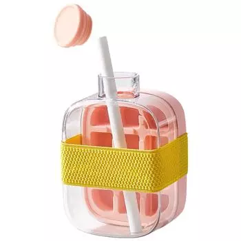 Бутылка для льда с соломинкой 2-в-1 бутылка для воды с ремешком форма для льда портативная бутылка для приготовления льда для путешествий на открытом воздухе