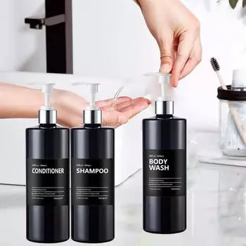 Бутылка для лосьона на 500 мл с помпой, набор дозаторов для мыла и мыла для посуды, кухонные бутылки для душа, многоразовые с этикетками Set 1
