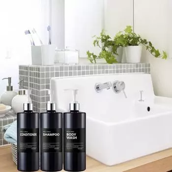 Бутылка для лосьона на 500 мл с помпой, набор дозаторов для мыла и мыла для посуды, кухонные бутылки для душа, многоразовые с этикетками Set 1