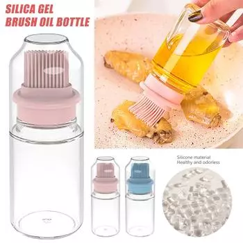 Бутылка для масла с кистью. Бытовая крышка и встроенная щетка для бутылки с силиконовым маслом. синий