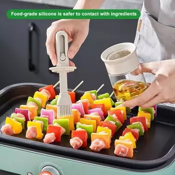 Бутылка для масла с кистью, не содержащая бисфенол А, дозатор масла с выдвижной кистью, устойчивый к высоким температурам кухонный инструмент для приготовления пищи, выпечки, барбекю белый