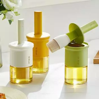 Бутылка для масла, термостойкая бутылка для масляной щетки, прозрачное стекло, пылезащитный контейнер для масла для домашней кухни белый