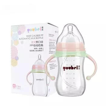 Бутылка для молока из полипропилена с защитой от падения, оптовая продажа, товары для магазинов товаров для матерей и детей, ширококалиберная бутылка для молока для детей, защита от метеоризма 210ml розовый