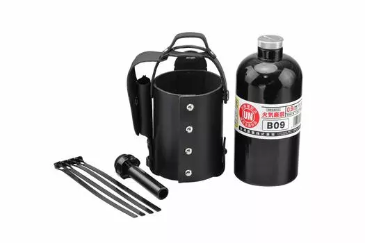 Бутылка для переноски бензина Kijima Motorcycle Parts с держателем B09 из черной кожи 900 куб. см Ш90 x Г90 x В198 мм HD-04166