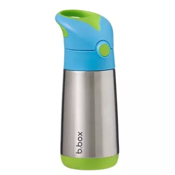 бутылка для питья Ocean Breeze b.box из натуральной стали, с трубочкой, 350 мл, холодная/термическая, с возможностью мытья в посудомоечной машине