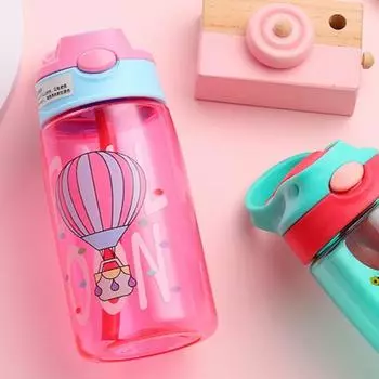 Бутылка для питья с рисунком воздушного шара портативная многоразовая модная вода с соломинкой для путешествий фиолетовый