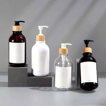 Бутылка для шампуня из ПЭТ с круглым плечом 500 мл и бутылка для лосьона/дезинфицирующего средства для рук с дозатором 300 мл 300ml