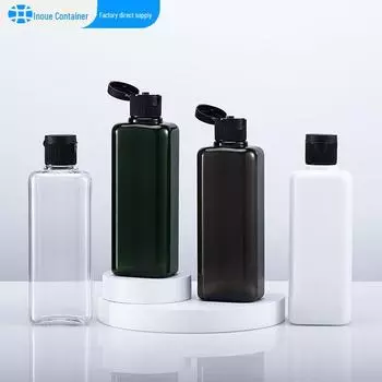Бутылка для шампуня с закругленной квадратной крышкой объемом 150 мл и бутылка для удаления масла из ПЭТ-пластика объемом 200 мл с гелем для душа 220ml чёрный