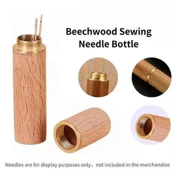 Бутылка для швейных игл из бука максимальной вместимости длиной 2,95 дюйма для хранения игл/держатель зубочисток, футляр для иголок из бука ручной работы