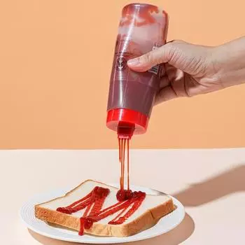 Бутылка для соуса чистая и гигиеничная, с крышкой, полезная для дома, 4-луночная уксусная приправа, кухонные принадлежности красный