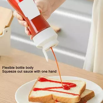 Бутылка для соуса Squeeze объемом 380 мл с легко открывающейся крышкой, прозрачный пластиковый силиконовый уплотнитель, дозатор для соуса и кетчупа, прозрачный для домашней кухни белый