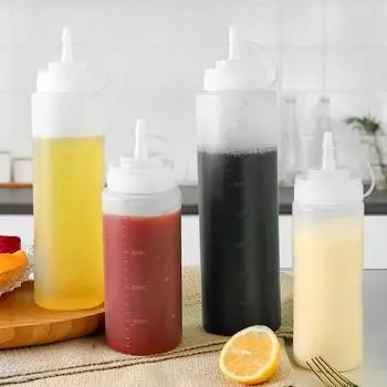 Бутылка для соуса Squeeze с крышкой и шкалой Бутылка для соуса кетчуп Бутылка для салата Бутылка для соуса джем сливочный 240 #C153S#