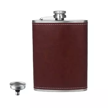 Бутылка для виски FujiFrugal Whiskey Stainless with Sake Camping Handsome Bottle, 8 унций, 230 мл, сталь, нержавеющая, воронка, виски, портативная, виски, легкая,