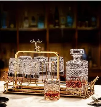 Бутылка для виски в европейском стиле, хрустальный бокал, емкости для вина и пива, стеклянный стакан, графин для водки, инструменты для домашнего бара, украшения