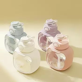 Бутылка для воды 1000 мл для девочек, большая емкость, бутылка для воды Cloud Bear, летняя детская соломенная большая чашка для живота, портативная посуда для питья белый